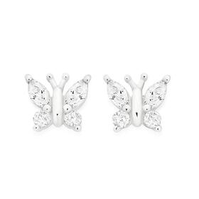 Sterling-Silver-Cubic-Zirconia-Butterfly-Stud-Earrings on sale