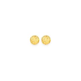 9ct+Gold+4mm+Diamond-Cut+Button+Stud+Earrings