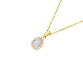9ct-Gold-Synthetic-Opal-Cubic-Zirconia-Pendant on sale