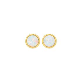 9ct-Gold-Synthetic-Opal-Bezel-Stud-Earrings on sale