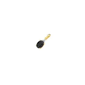9ct-Gold-Black-Sapphire-Diamond-Oval-Claw-Pendant on sale