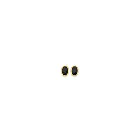9ct-Gold-Black-Sapphire-Oval-Stud-Earrings on sale