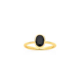 9ct-Gold-Black-Sapphire-Oval-Ring on sale