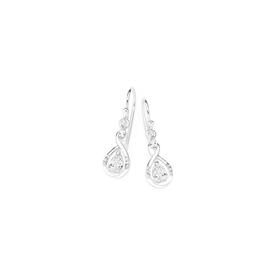 Sterling+Silver+Cubic+Zirconia+Twist+Drop+Earrings