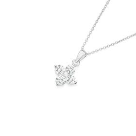 Sterling-Silver-Round-Cubic-Zirconia-4-Cluster-Pendant on sale