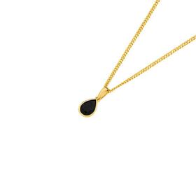9ct+Gold+Black+Sapphire+Oval+Claw+Pendant