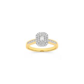 9ct-Gold-Diamond-Emerald-Shape-Ring on sale