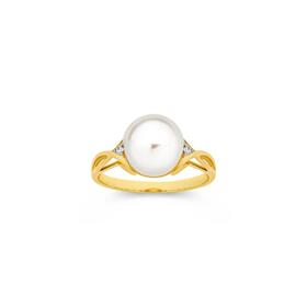 9ct-Gold-Cultured-Freshwater-Pearl-Diamond-Twist-Ring on sale