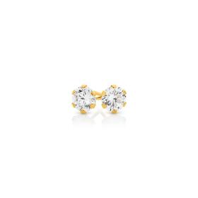 9ct+Gold+Cubic+Zirconia+Stud+Earrings