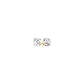 9ct+Gold+6mm+Cubic+Zirconia+Stud+Earrings