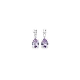 Sterling-Silver-Pear-Cubic-Zirconia-Drop-Stud-Earrings on sale