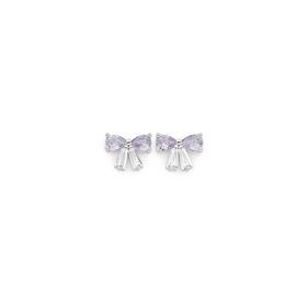Sterling+Silver+Cubic+Zirconia+Fancy+Bow+Stud+Earrings