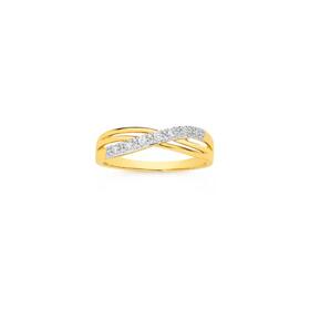 9ct+Gold+Diamond+Crossover+Ring