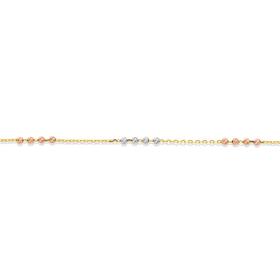 9ct-Gold-Tri-Tone-27cm-Beaded-Anklet on sale