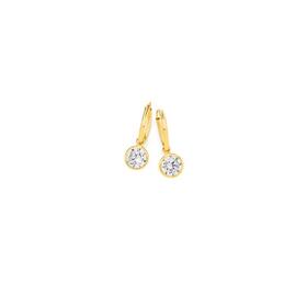 9ct+Gold+Cubic+Zirconia+Flex+Hoop+Earrings