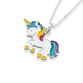 Sterling+Silver+Enamel+Unicorn+Pendant