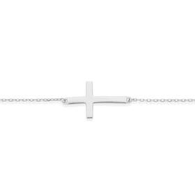Silver+18cm+Side+Cross+Cable+Bracelet