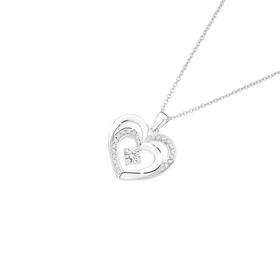 Silver-CZ-Double-Heart-Pendant on sale