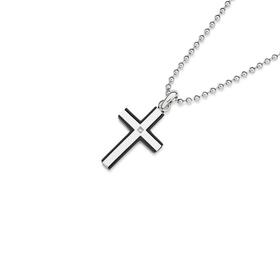 Stainless+Steel+Black+Edge+Cubic+Zirconia+Cross+Gents+Pendant