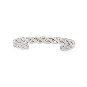 Stainless-Steel-65mm-Matte-Woven-Oval-Cuff-Gents-Bangle on sale