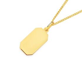 9ct+Gold+Engravable+Rectangular+Plate+Pendant
