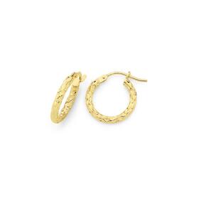 9ct-Gold-15mm-Diamond-cut-Sparkle-Hoop-Earrings on sale