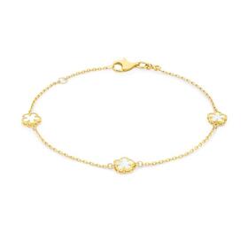9ct-Gold-19cm-Mother-of-Pearl-Multi-Clover-Trace-Bracelet on sale