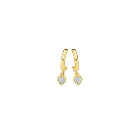 9ct-Gold-Diamond-Heart-Drop-Half-Hoop-Stud-Earrings on sale