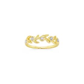 9ct-Gold-Diamond-Leaves-Ring on sale