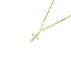 9ct-Gold-Diamond-Cross-Pendant on sale