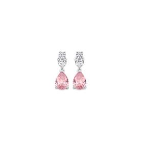 Sterling-Silver-Heart-Cubic-Zirconia-Pear-Drop-Stud-Earrings on sale