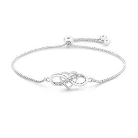 Silver-CZ-Infinity-Heart-195cm-Friendship-Bracelet on sale
