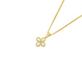 9ct-Gold-Mother-of-Pearl-Teardrop-Clover-Pendant on sale