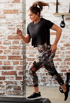 Michelle-Bridges-Mesh-Insert-Tee-and-Print-Leggings on sale