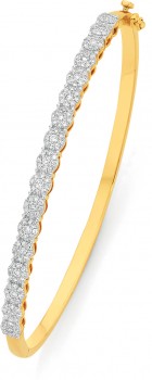 9ct-Gold-Diamond-Multi-Cluster-Bangle on sale
