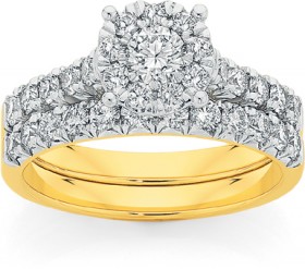 18ct-Gold-Diamond-Cluster-Bridal-Set on sale