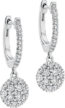 9ct-White-Gold-Diamond-Cluster-Drop-Huggie-Earrings on sale