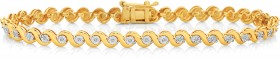 9ct-Gold-Diamond-Wave-Bracelet on sale
