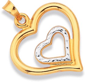 9ct-Gold-Two-Tone-Heart-in-Heart-Pendant on sale