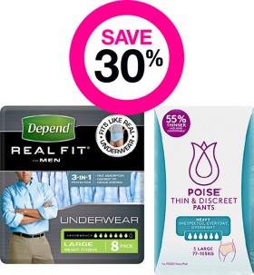 Save-30-on-Poise-Depend-Incontinence-Range on sale