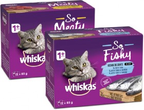 Whiskas-12-Pack-Oh-So-Cat-Food-Pouch-Varieties-85g on sale