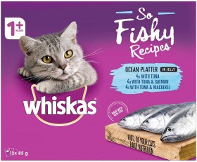 Whiskas-12-Pack-Oh-So-Fishy-Cat-Food-Pouch-85g-Ocean-Platter-in-Jelly on sale