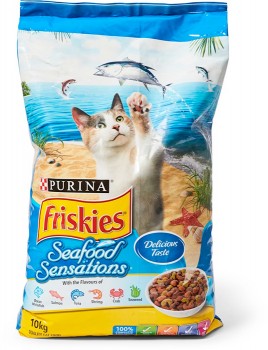 Friskies-Seafood-Sensations-Dry-Cat-Food-10kg on sale
