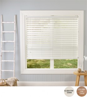 50-off-Ready-To-Hang-50mm-White-Faux-Wood-Venetian-Blinds on sale