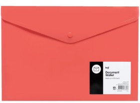 Keji-A4-Button-Document-Wallet-Red on sale
