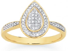9ct-Gold-Diamond-Pear-Shape-Dress-Ring on sale