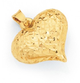 9ct-Gold-Diamond-Cut-Puff-Heart-Pendant on sale