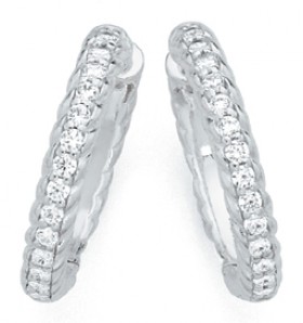 Sterling-Silver-Cubic-Zirconia-16mm-Twisted-Hoop-Earrings on sale