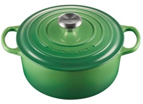 Le-Creuset-Signature-Cast-Iron-42L-Round-Casserole-in-Bamboo-Green on sale