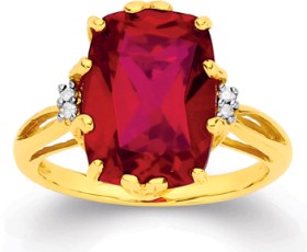 9ct-Gold-Created-Ruby-with-Diamond-Accents-Ring on sale